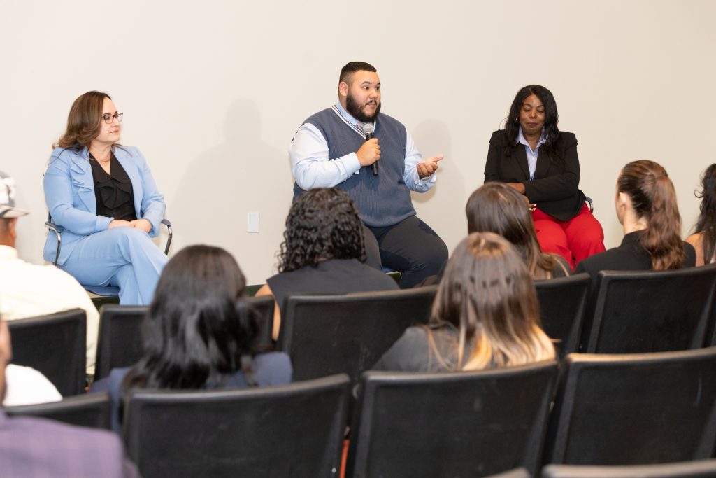 Panel discussion at a health education program for students and community members